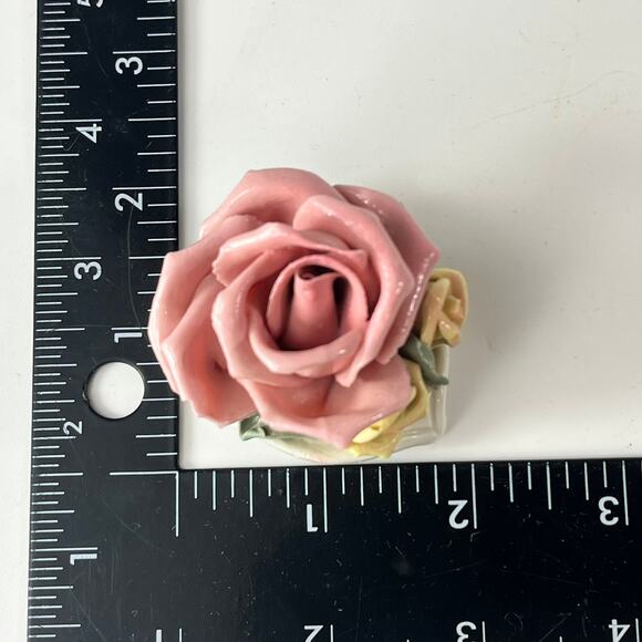 x8 1940s Kronach Bavarian Porcelain Dusty Pink Rose Flower Figurine 1.5" Bisque - Picture 11 of 15